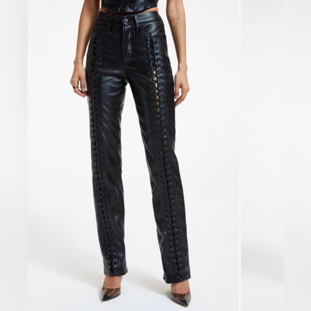 COPY - Good American Leather Lace Up Pant